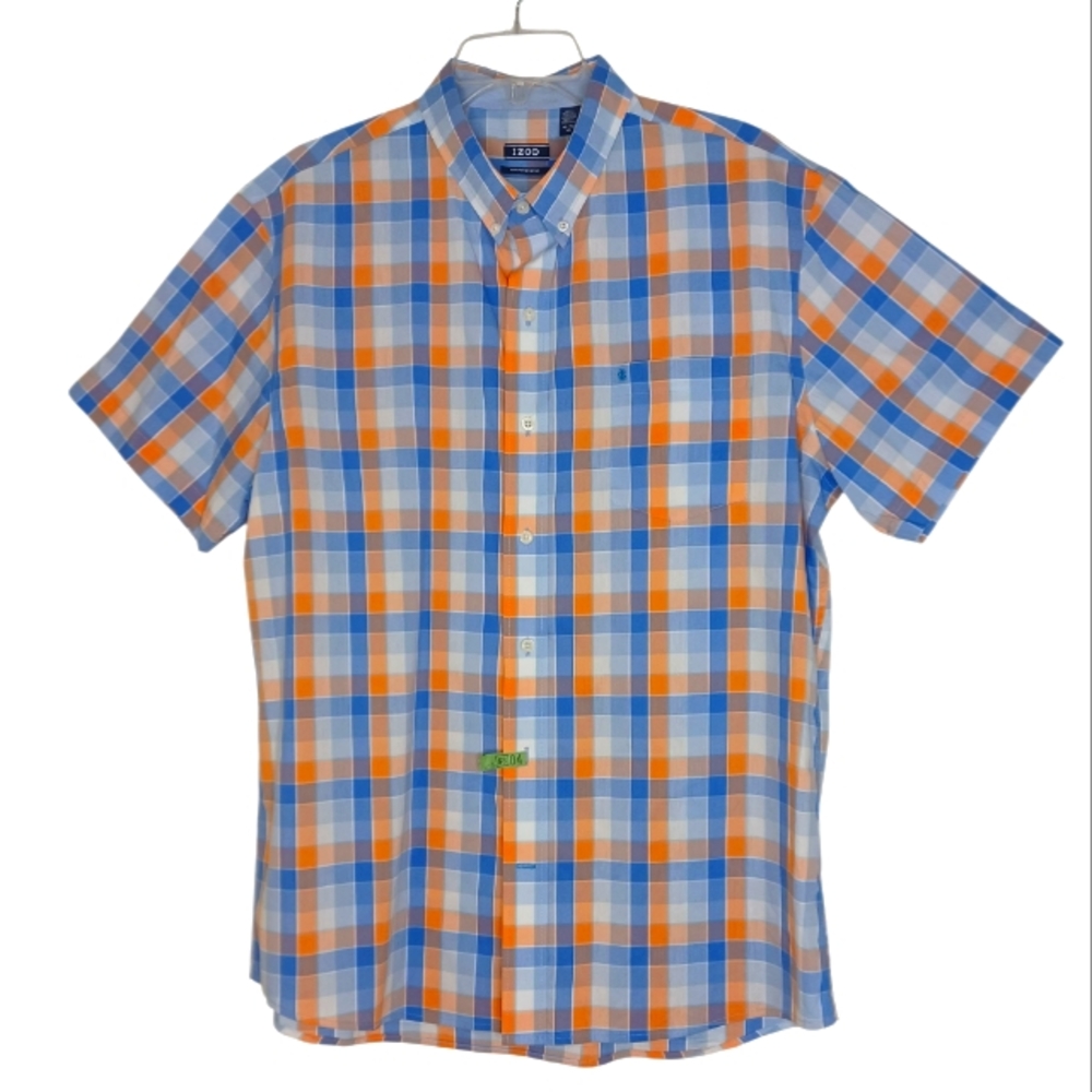 Izod Advantage Non-Iron Button Down Cotton Blend Shirt Mens XL Multicolor Preppy